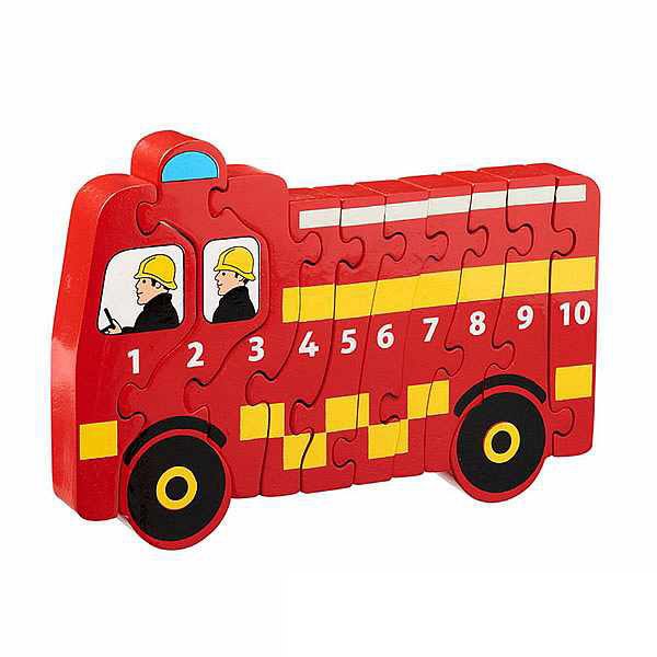 Fire Engine 1-10 Natural Wood Jigsaw Lanka Kade