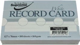 Record Cards 6X4 Plain White Supreme