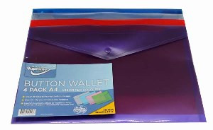 Button Wallet A4 4 Pk Coloured Supreme W-209B