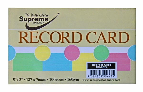 Record Cards 5x3 Pastel RC-6624 Supreme