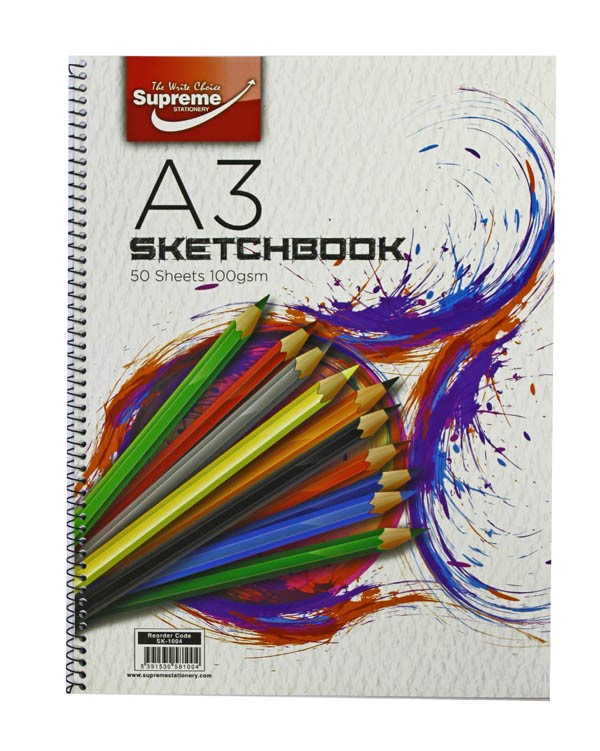 Spiral Sketch Pad A3 30 sheets 100gsm Supreme