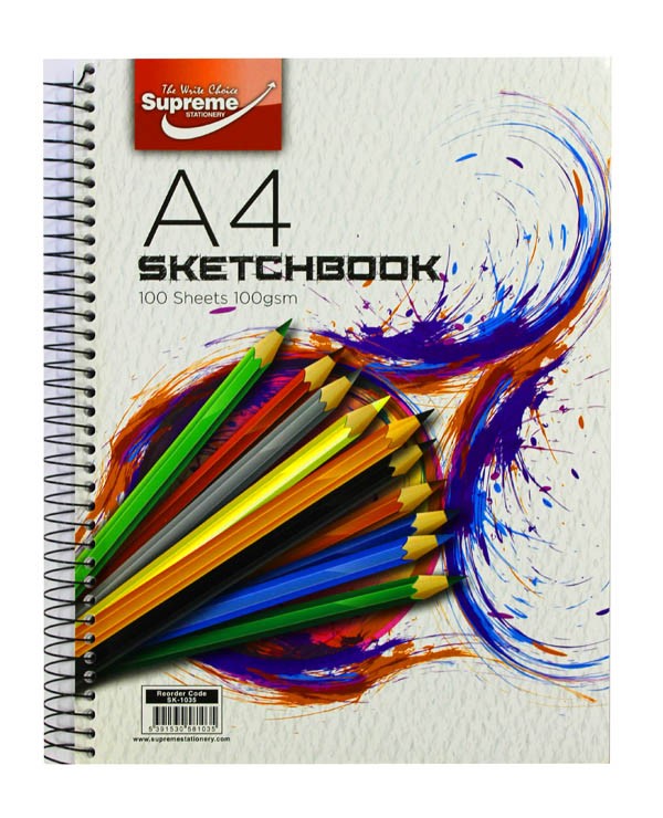 Spiral Sktech Pad A4 100 sheets 100gsm Supreme