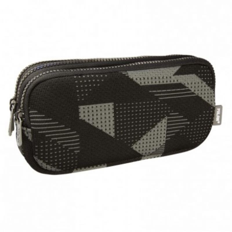 Pencil Case Knit Grey 3 zip Milan