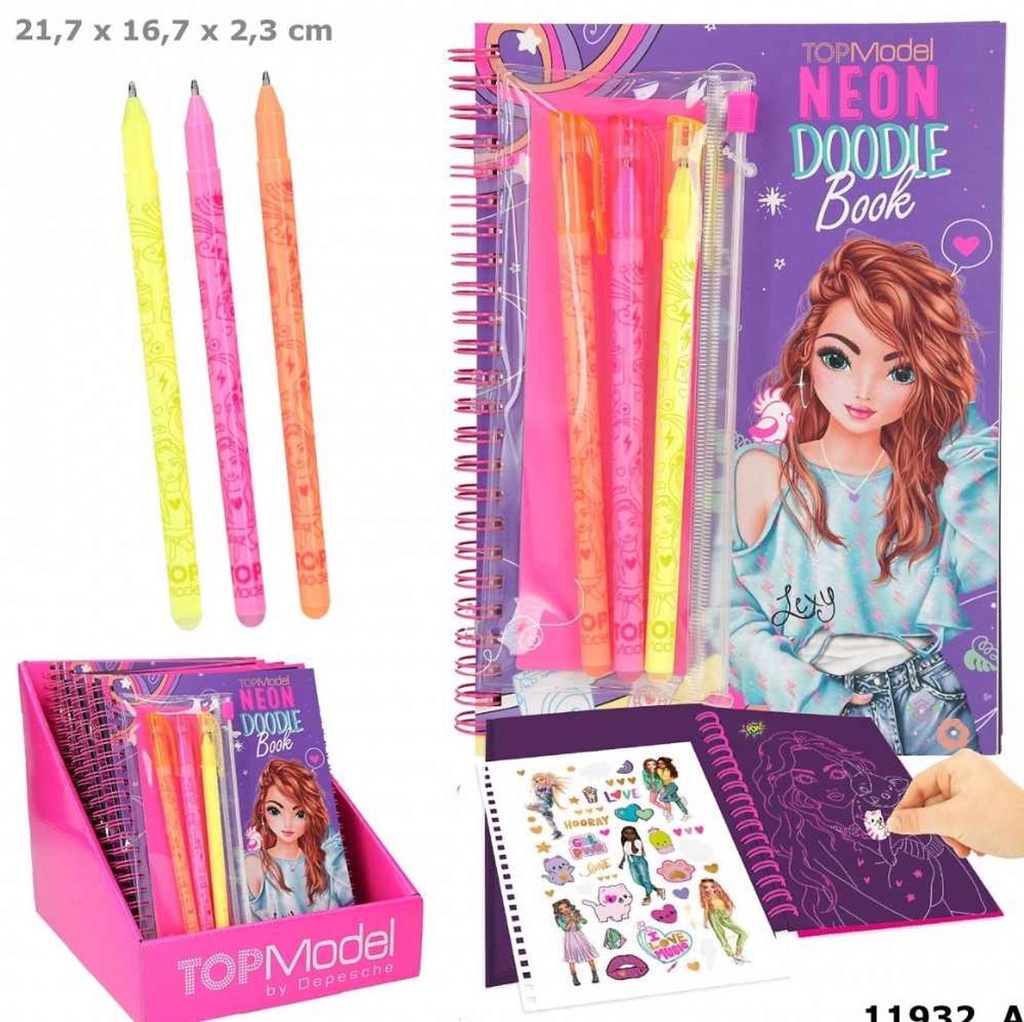 TOPModel Neon Doodle Book with Neon Pens