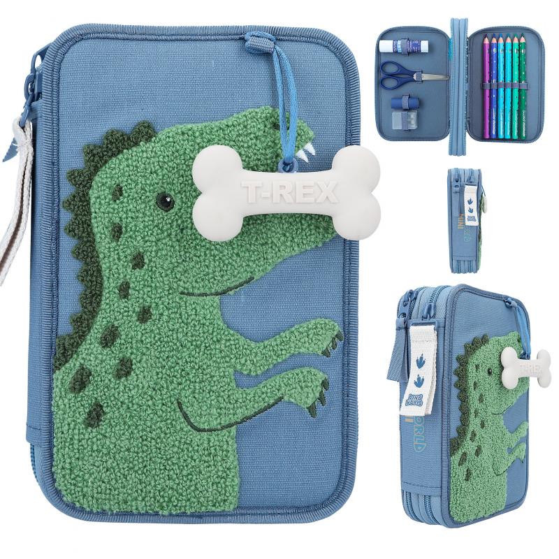 Dino World Double Pencil Case Blue DINI MINI