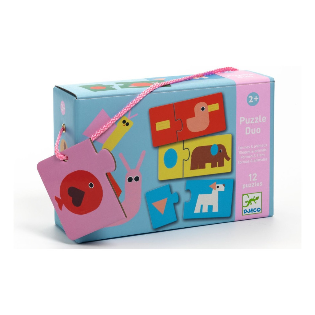 Djeco - Puzzle Duo-Trio Shapes & Animals