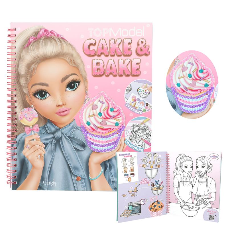 TOPModel Cake & Bake Colouring Book With Sequins