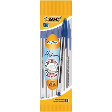 Bic Pen 5 pack Blue Cristal Original