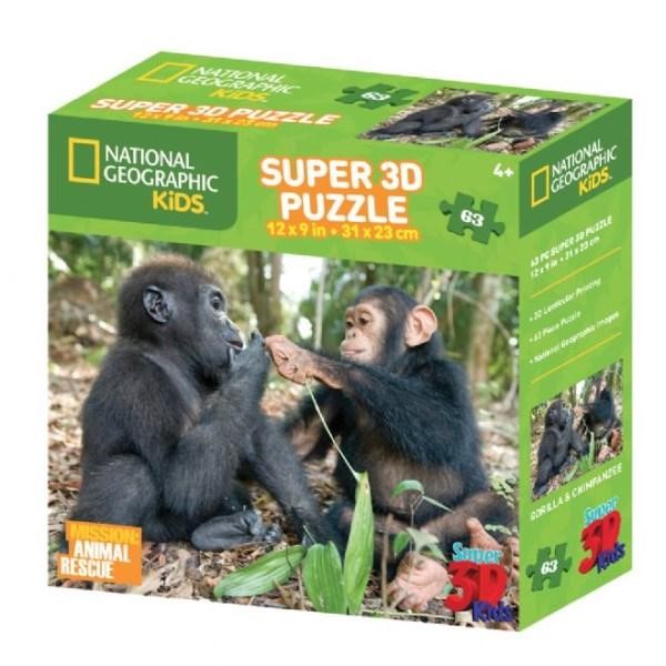 Puzzle Gorilla and Chimp 3D 63 pieces (Jigsaw)