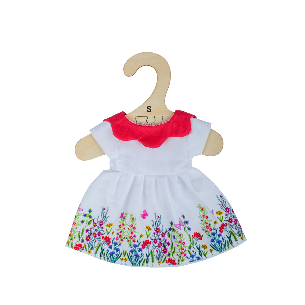 White Floral Dress with Red Collar-Small Bigjigs