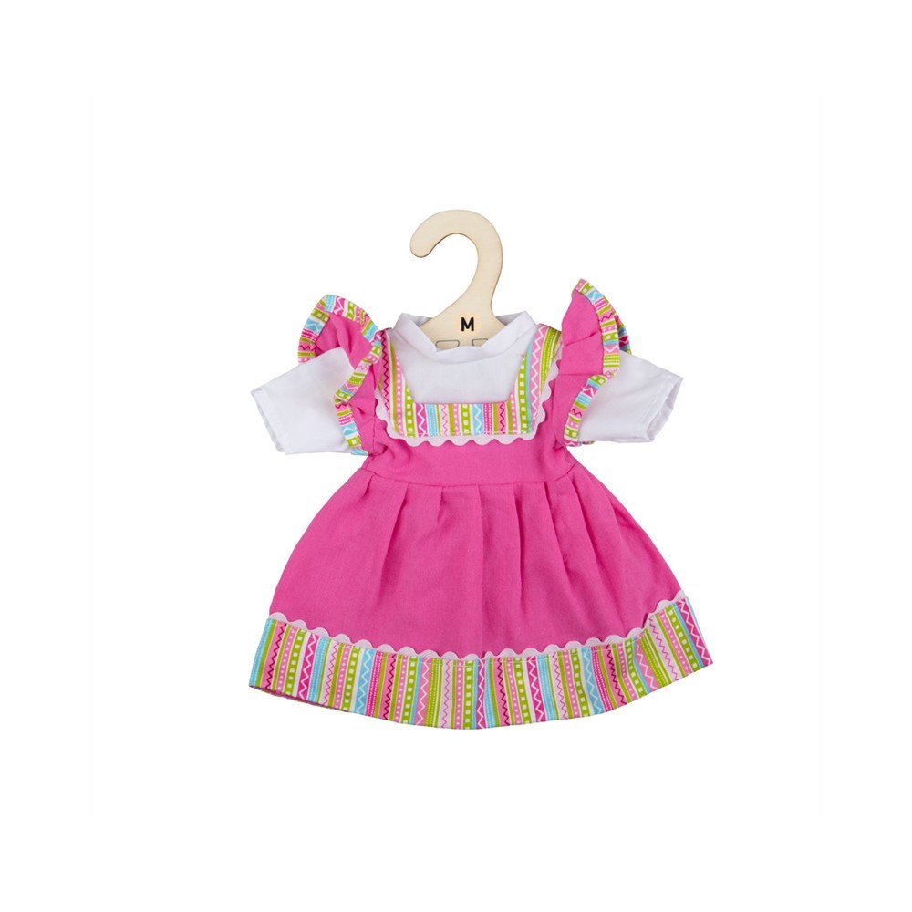 Pink Dress With Striped Trim-Large Bigjigs