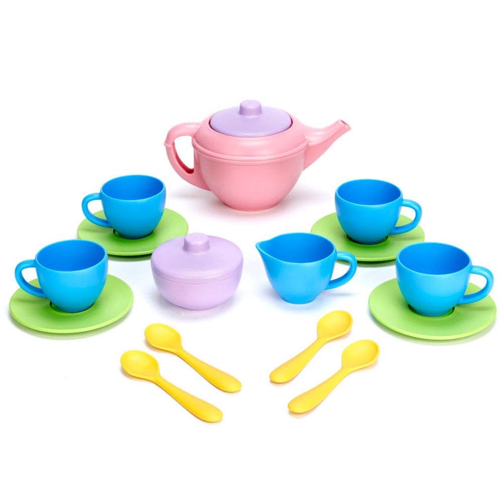 Tea Set Pink Teapot Green Toys