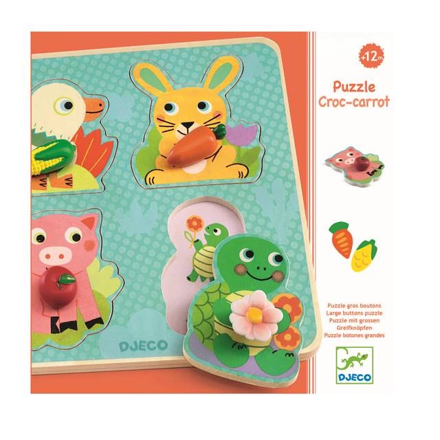 Large Buttons Puzzle Croc - Carrot Djeco (Jigsaw)