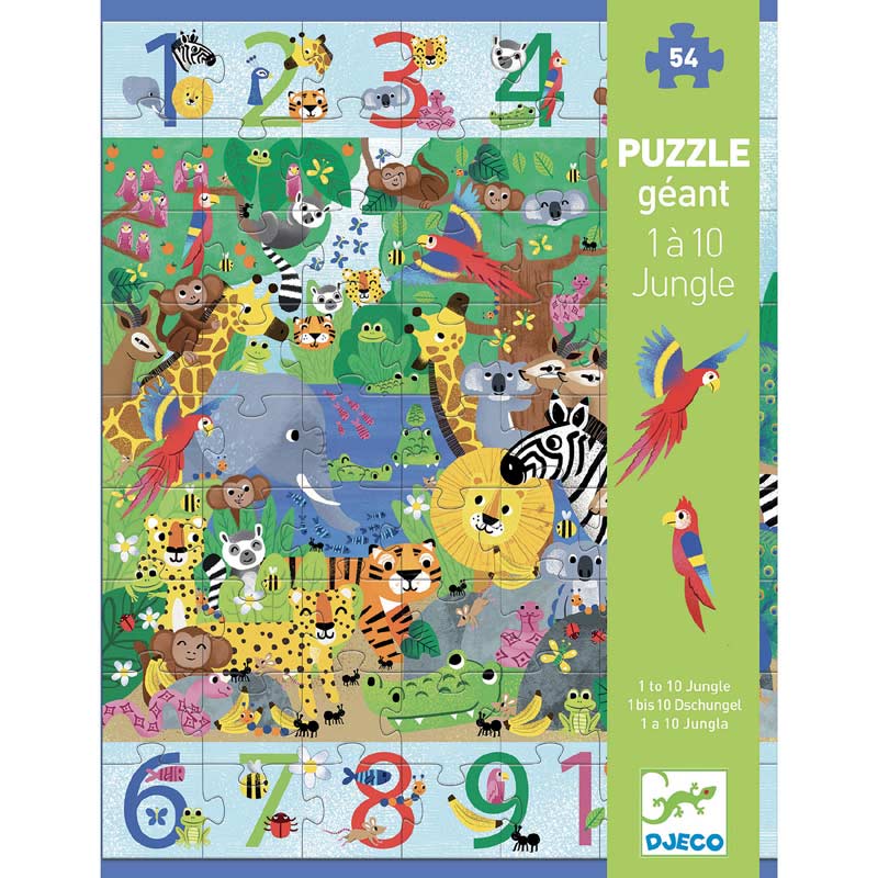 1 to 10 Jungle - 54pcs Giant Puzzle by Djeco