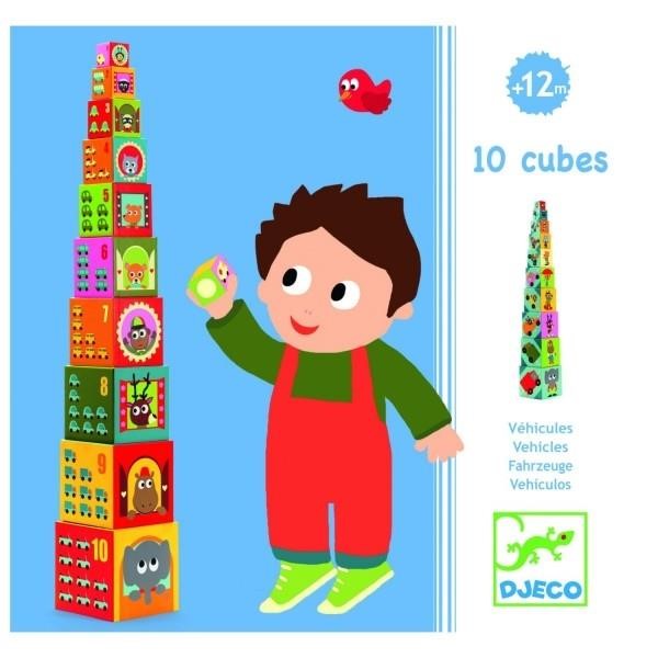 Vehicles 10 Cubes for Infants Djeco