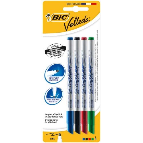 Whiteboard Marker Slim 4pk Asstd Velleda