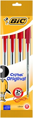 Bic Biro Red 4Pcs Medium