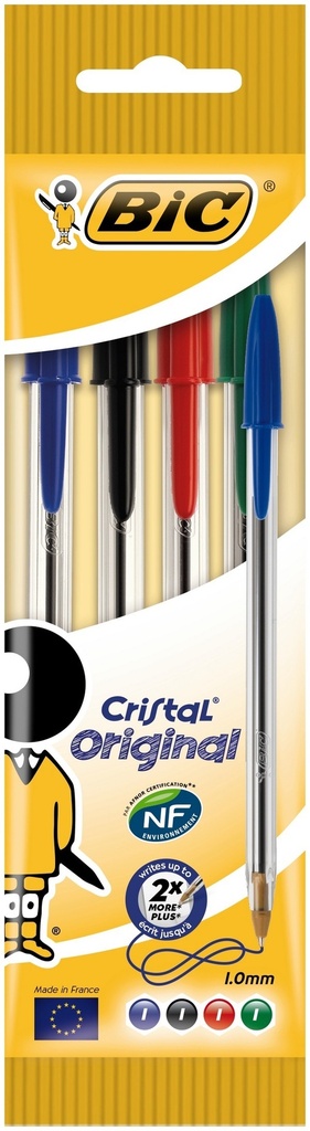 Bic Biro Asstd Colours 4Pcs