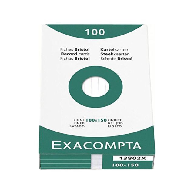 Record Cards 100x150 Ruled White 13802X Exacompta