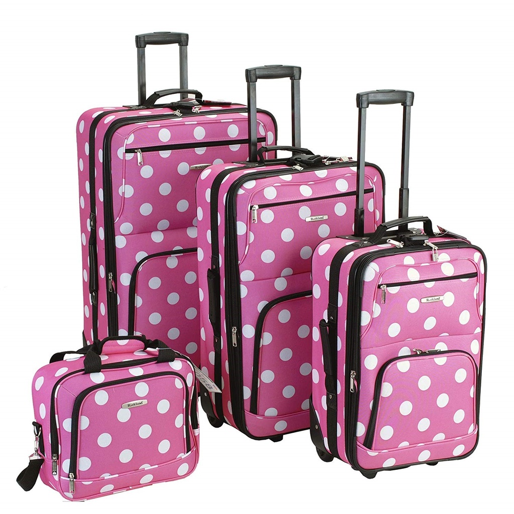 Pink Suitcase with Dots