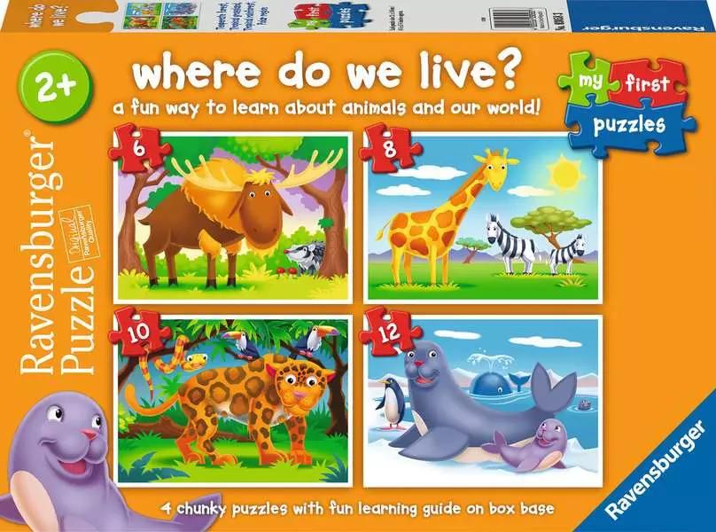 Puzzle Where Do We Live? (6,8,10,12pcs)