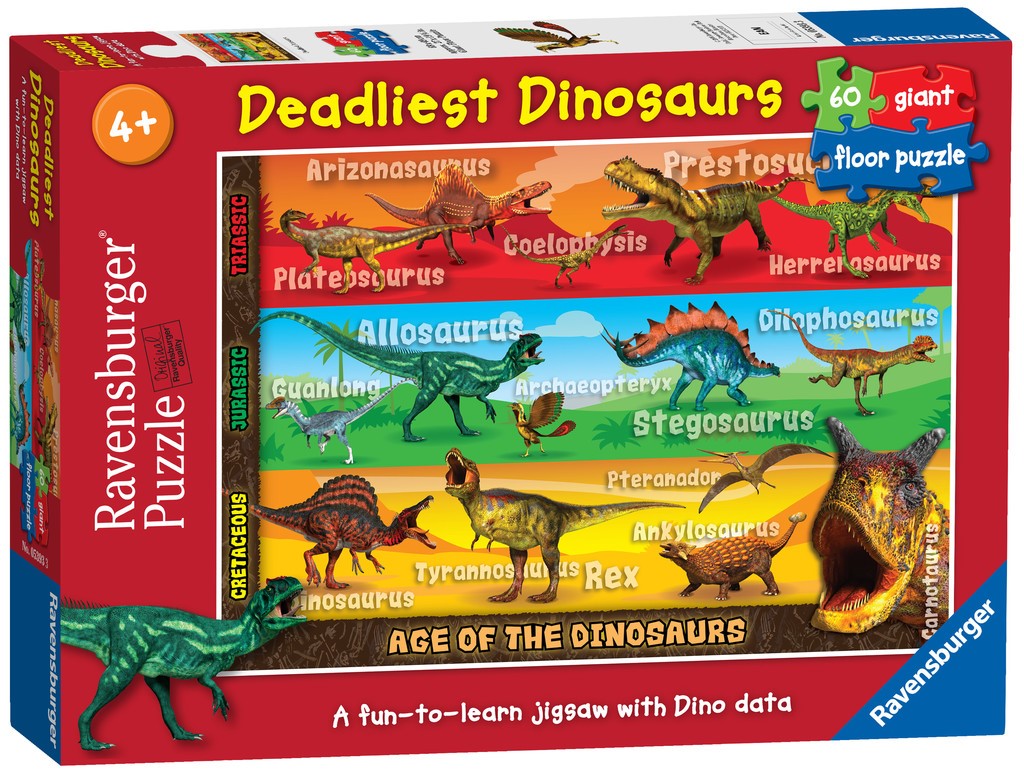 Puzzle Deadliest Dinosaurs 60pcs Giant Floor Puzzle