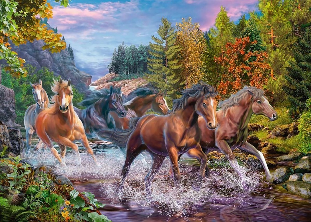 Rushing River Horses Puzzle 100pc XXL (Jigsaw)