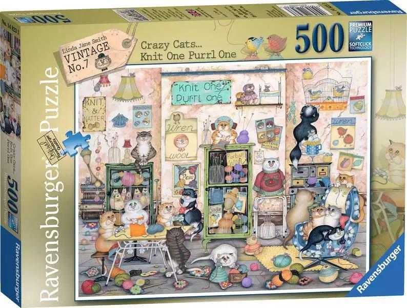 Puzzle Crazy Cats knit One Purrl One 500 pcs