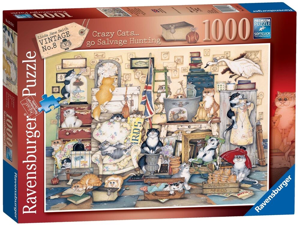 Puzzle Crazy Cats go Salvage Hunting Ravensburger Puzzle 1000pc (Jigsaw)