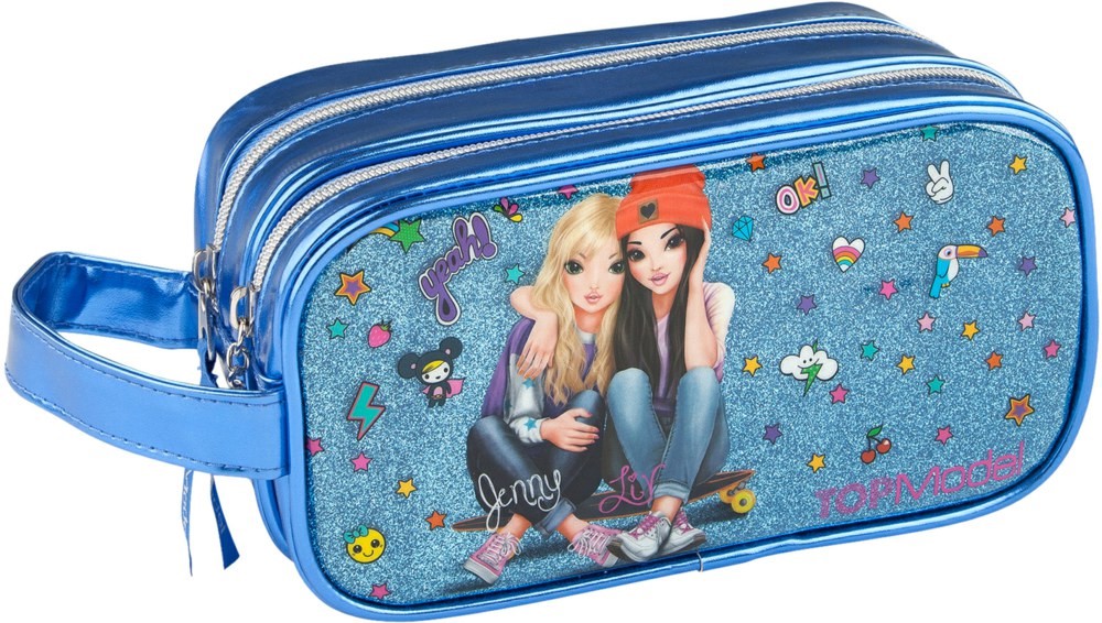 TopModel Two Zip Pencil Case Blue