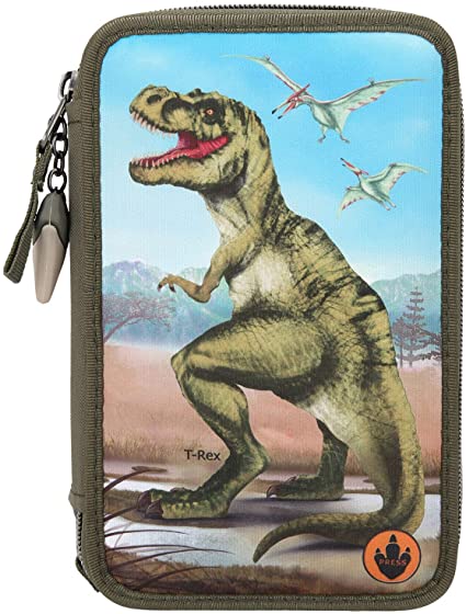 Dino World Triple Pencil Case Filled