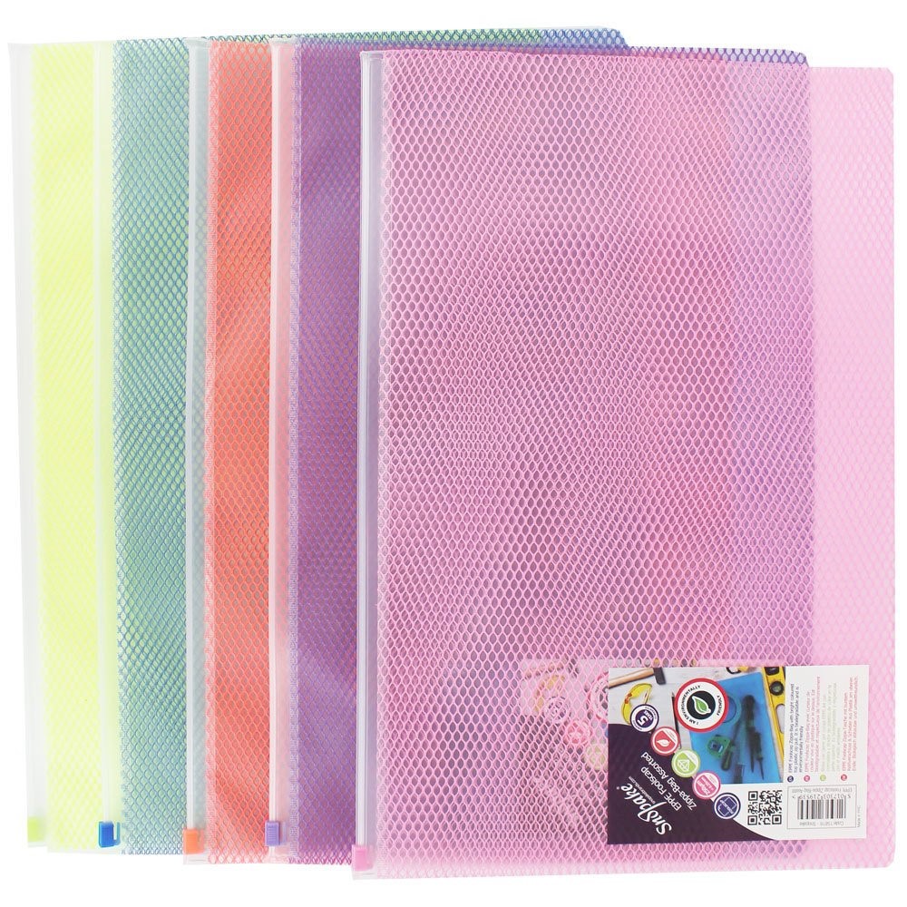 Mesh Bag A4+ Asstd Zippa-Bag Foolscap Snopake