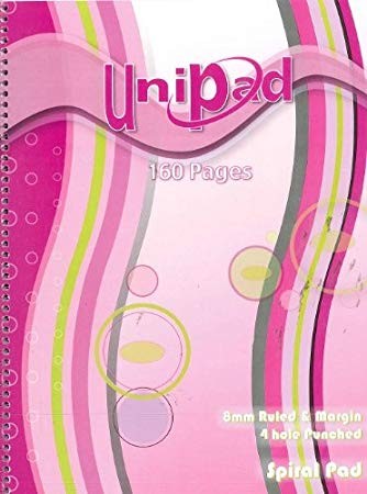 Unipad Spiral 160pg 8mm Punched NTS