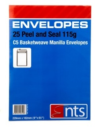 [5391514481511] Envelope C5 White 25pk 90g NTS