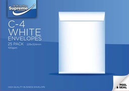 [5391528792726] Envelope White C4, 25pk peel and seal