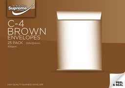 [5391528792733] Envelope Brown C4, 25pk peel and seal