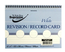 [5391530581080] Record Card, White Ruled 6'x4' Spiral