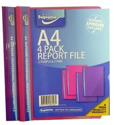 [5391530581561] Presentation File A4 4pk Purple and Pink Supreme