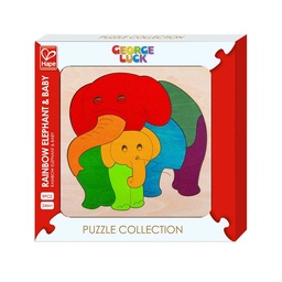 [6943478014657] Wooden Puzzle Collection Rainbow Elephant and Baby (Jigsaw)