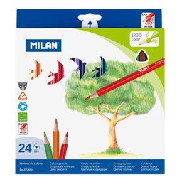 [8411574023814] Colouring Pencils 24pk Triangular Milan