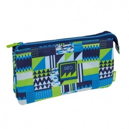 [8411574074861] Pencil Case 5 pocket Geo Blue Milan