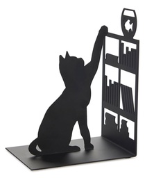 [8430306274744] Bookend - Fishing Cat - Black - Metal