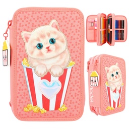 [4010070643256] TOPModel Triple Pencil Case with Cat Application CUTIE STAR