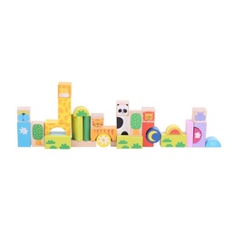 [0691621500811] Wooden Safari Building Blocks Bigjigs