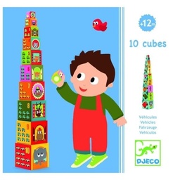 [3070900085084] Vehicles 10 Cubes for Infants Djeco